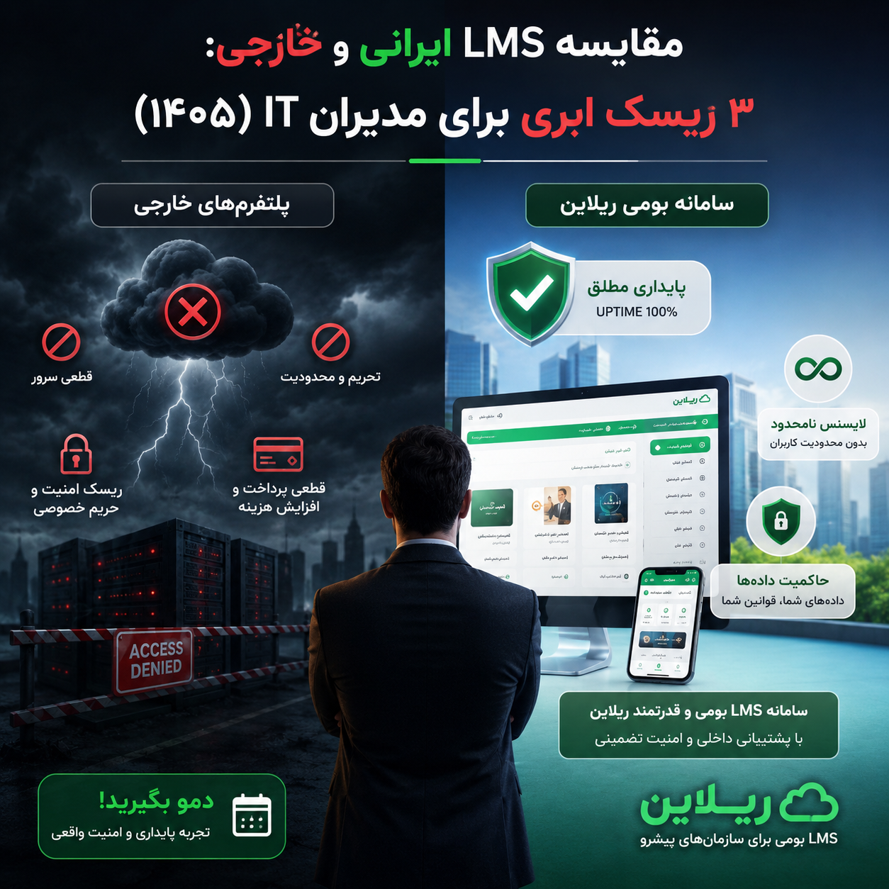 مقایسه LMS ایرانی و خارجی: ۳ ریسک ابری برای مدیران IT (۱۴۰۵)